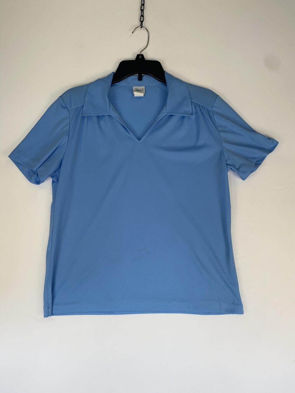 Haband Polo Shirt Mens Small Blue 100% Polyester Short Sleeve Casual Knit Top
